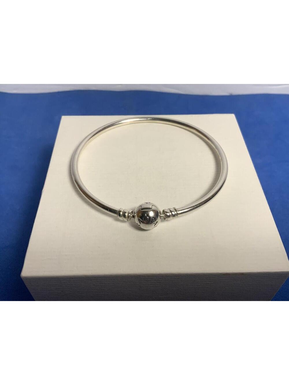 Pandora Signature Bangle Bracelet Ball Clasp 9” Large